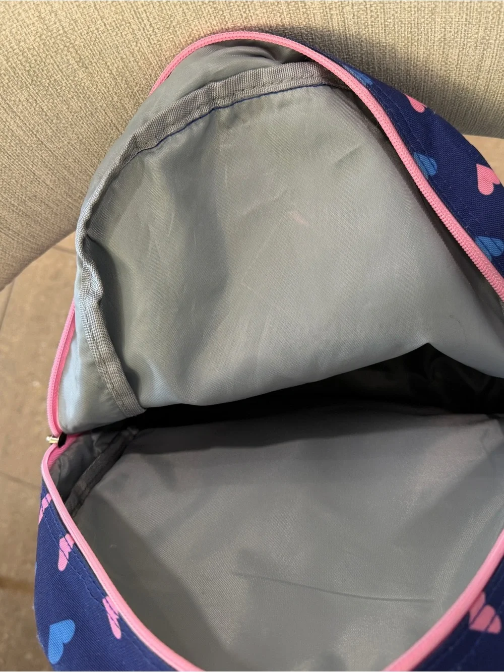 Kids Navy Heart Print Backpack with Pink Accents